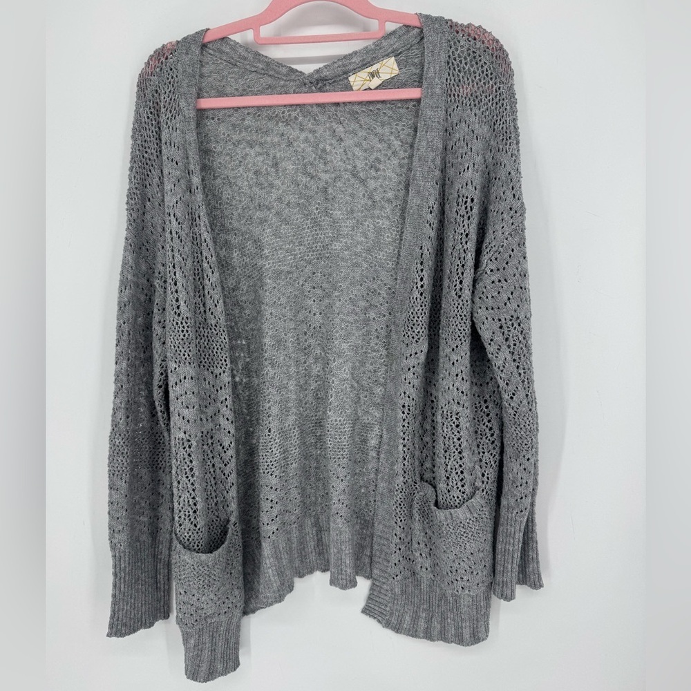 Pinque Gray Open-Knit Women's Sweater Size XL